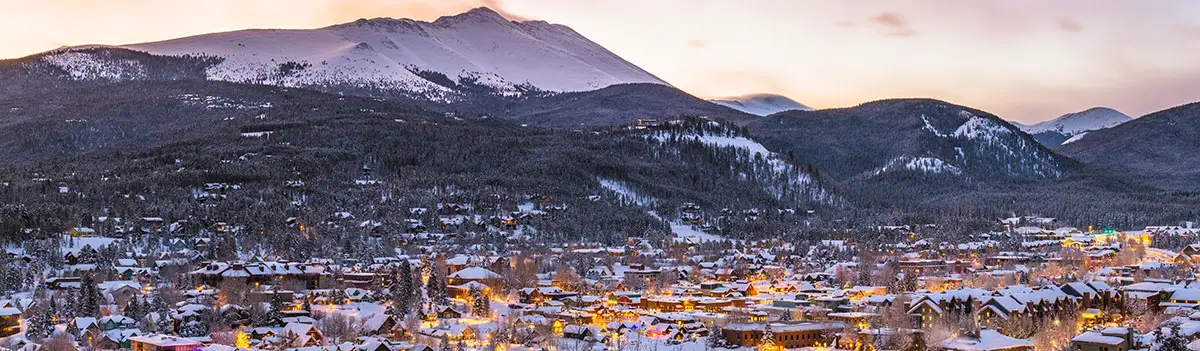 View of Breckenridge, Colorado, at sunset