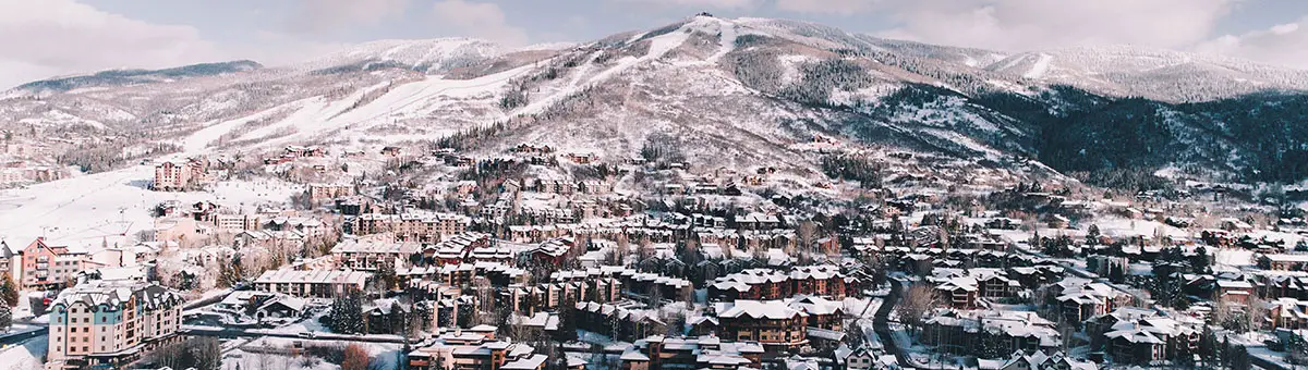 View of Steamboat Springs, Colorado, in winter